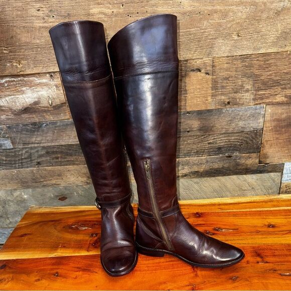 VTG FRYE SHIRLEY CUFFED FASHION RIDING BOOTS DARK BROWN LEATHER US SZ 6 M - Picture 10 of 13